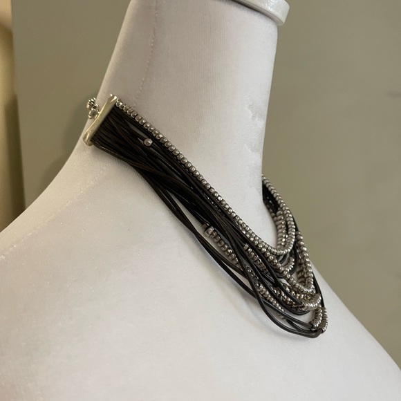 Uno De 50 Multi Strand necklace Silver and leather - Picture 4 of 4